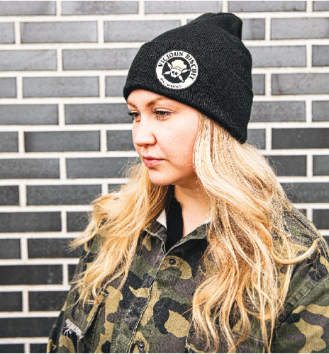 Stay Vicious Seal Patch Knit Hat (Black)