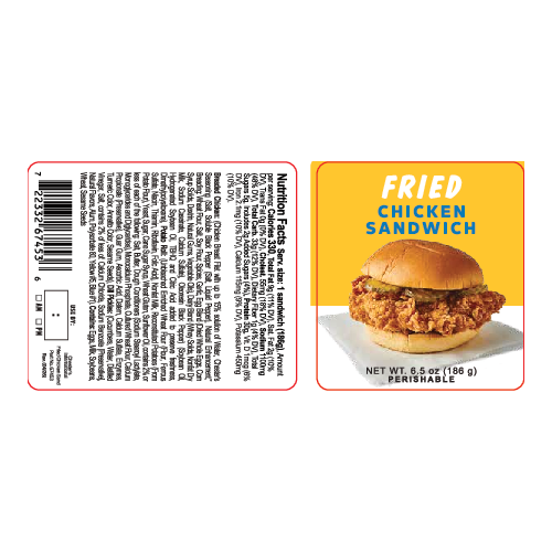 Fried Chicken Sandwich Label (250/Roll)