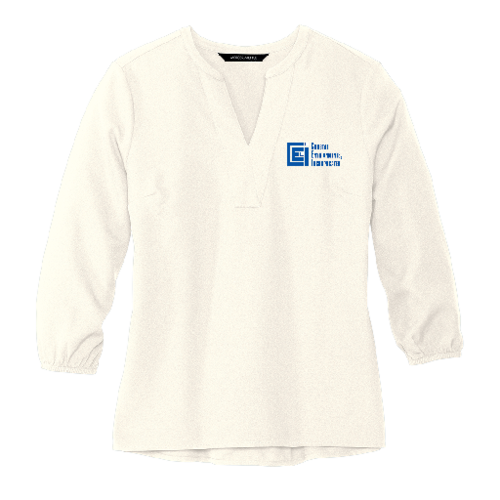 Ladies 3/4 Sleeve Blouse - Ivory Chiffon