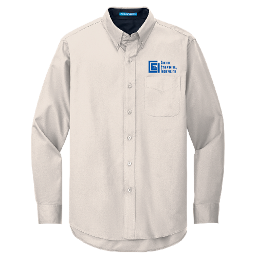 Mens Long Sleeve Button Down - Light Stone