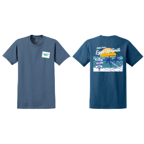 Beach Postcard T-Shirt (Indigo Blue)