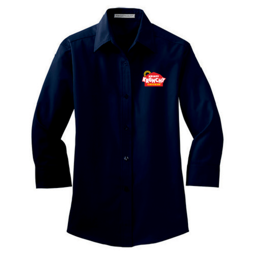 Women's Navy 3/4-Sleeve Dress Shirt