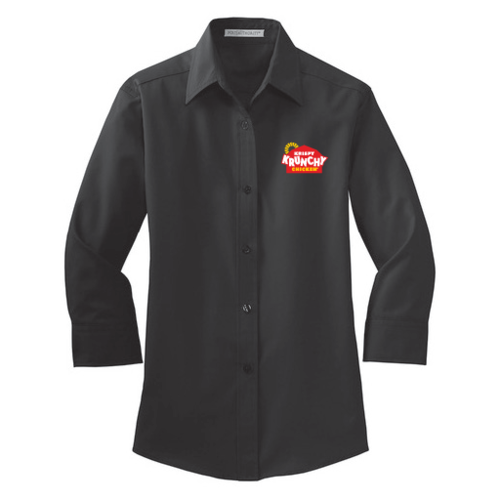 Women's Black 3/4-Sleeve Dress Shirt
