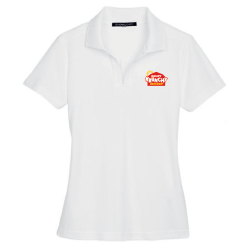 Women's White Short Sleeve V-Neck Polo