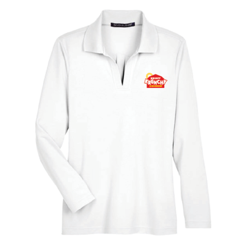 Women's White Long Sleeve V-Neck Polo