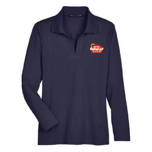 Women's Navy Long Sleeve V-Neck Polo