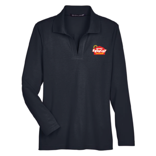 Women's Black Long Sleeve V-Neck Polo